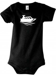 Cooler Baby Body Motorboot, Yacht, Boot, Kapitän, kult, Farbe schwarz, Größe 12-18 Monate