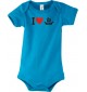 Cooler Baby Body I Love Wikingerschiff, Kapitän, kult, Farbe hellblau, Größe 12-18 Monate