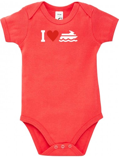 Cooler Baby Body I Love Jestski, Kapitän, kult, Farbe rot, Größe 12-18 Monate