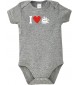 Cooler Baby Body I Love Seegelyacht, Kapitän, kult, Farbe grau, Größe 12-18 Monate
