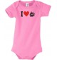 Cooler Baby Body I Love Seegelyacht, Kapitän, kult, Farbe rosa, Größe 12-18 Monate