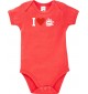 Cooler Baby Body I Love Seegelyacht, Kapitän, kult, Farbe rot, Größe 12-18 Monate