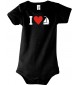 Cooler Baby Body I Love Seegelboot, Kapitän, kult, Farbe schwarz, Größe 12-18 Monate