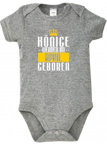Baby Body Könige werden im April geboren, grau, 12-18 Monate