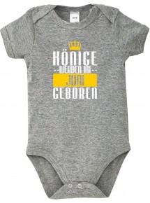 Baby Body Könige werden im Juni geboren, grau, 12-18 Monate