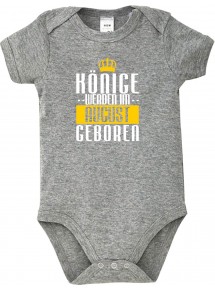 Baby Body Könige werden im August geboren, grau, 12-18 Monate