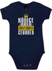 Baby Body Könige werden im November geboren, blau, 12-18 Monate