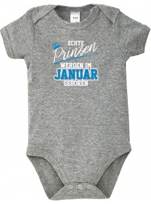 Baby Body Echte Prinzen werden im JANUAR geboren, grau, 12-18 Monate