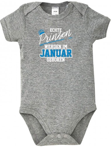 Baby Body Echte Prinzen werden im JANUAR geboren, grau, 12-18 Monate