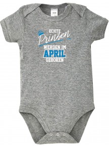 Baby Body Echte Prinzen werden im APRIL geboren, grau, 12-18 Monate
