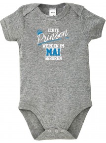 Baby Body Echte Prinzen werden im MAI geboren, grau, 12-18 Monate