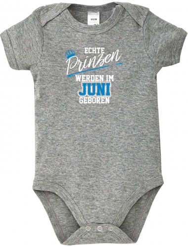 Baby Body Echte Prinzen werden im JUNI geboren, grau, 12-18 Monate