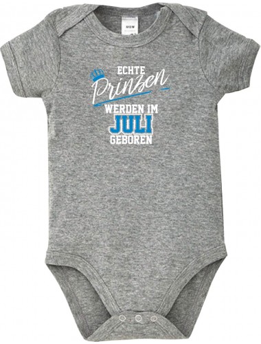 Baby Body Echte Prinzen werden im JULI geboren, grau, 12-18 Monate