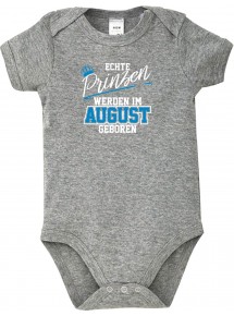 Baby Body Echte Prinzen werden im AUGUST geboren, grau, 12-18 Monate