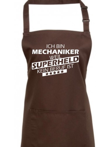 Kochschürze, Ich bin Michaniker, weil Superheld kein Beruf ist, Farbe braun