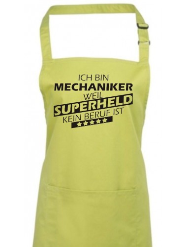 Kochschürze, Ich bin Michaniker, weil Superheld kein Beruf ist, Farbe lime