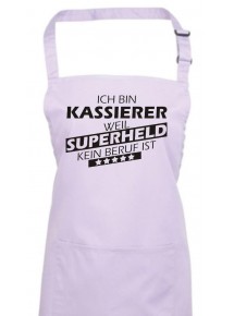 Kochschürze, Ich bin Kassierer, weil Superheld kein Beruf ist, Farbe lilac