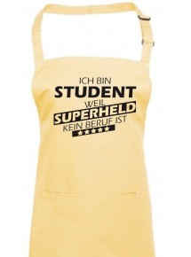Kochschürze, Ich bin Student, weil Superheld kein Beruf ist, Farbe lemon