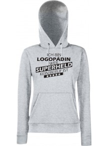 Lady Kapuzensweatshirt Ich bin Logopädin, weil Superheld kein Beruf ist, HeatherGrey, L