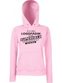 Lady Kapuzensweatshirt Ich bin Logopädin, weil Superheld kein Beruf ist, LightPink, L