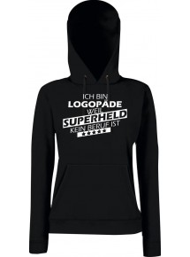 Lady Kapuzensweatshirt Ich bin Logopäde, weil Superheld kein Beruf ist, schwarz, L