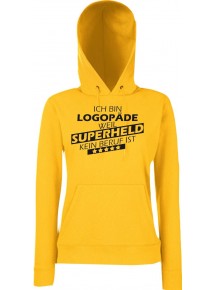 Lady Kapuzensweatshirt Ich bin Logopäde, weil Superheld kein Beruf ist, Sunflower, L