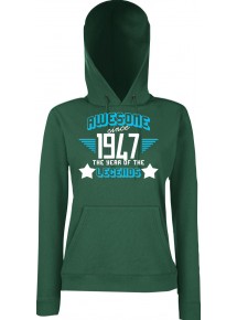 Lady Kapuzensweatshirt Awesome since 1947 the Year of the Legends, BottleGreen, L