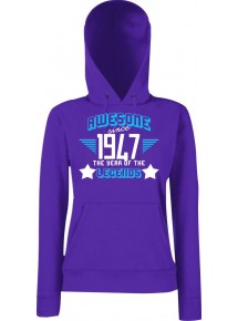 Lady Kapuzensweatshirt Awesome since 1947 the Year of the Legends, Purple, L