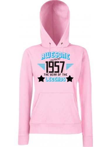 Lady Kapuzensweatshirt Awesome since 1957 the Year of the Legends, LightPink, L