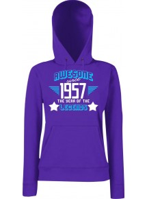 Lady Kapuzensweatshirt Awesome since 1957 the Year of the Legends, Purple, L