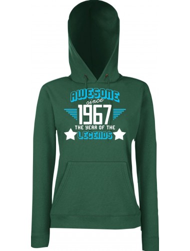 Lady Kapuzensweatshirt Awesome since 1967 the Year of the Legends, BottleGreen, L