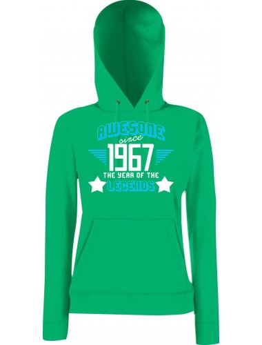 Lady Kapuzensweatshirt Awesome since 1967 the Year of the Legends, KellyGreen, L