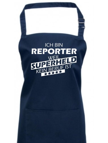 Kochschürze, Ich bin Reporter, weil Superheld kein Beruf ist, Farbe navy