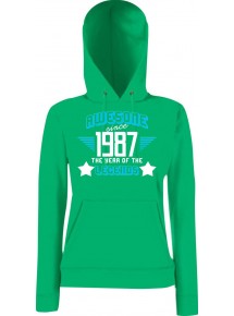 Lady Kapuzensweatshirt Awesome since 1987 the Year of the Legends, KellyGreen, L