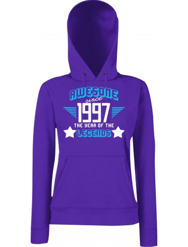 Lady Kapuzensweatshirt Awesome since 1997 the Year of the Legends, Purple, L