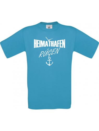 Männer-Shirt Heimathafen Rügen  kult, türkis, Größe L