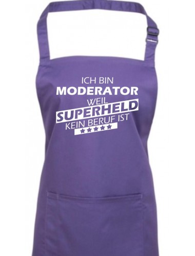 Kochschürze, Ich bin Moderator, weil Superheld kein Beruf ist, Farbe purple