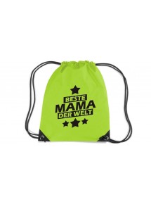 Premium Gymsac beste Mama der Welt, limegreen
