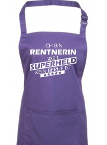 Kochschürze, Ich bin Rentnerin, weil Superheld kein Beruf ist, Farbe purple