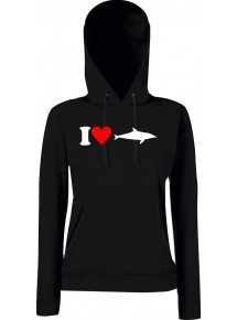 Lady Kapuzensweatshirt Tiere Animals I Love Haie