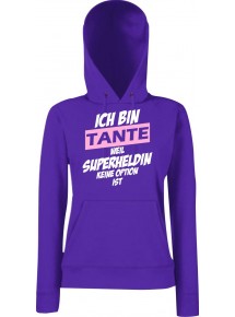 Lady Kapuzensweatshirt Ich bin Tante weil Superheldin keine Option ist, Purple, L