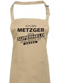 Kochschürze, Ich bin Metzger, weil Superheld kein Beruf ist, Farbe khaki