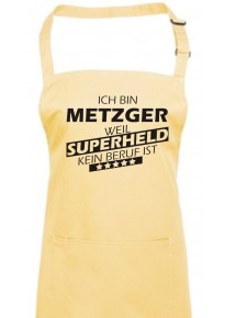 Kochschürze, Ich bin Metzger, weil Superheld kein Beruf ist, Farbe lemon