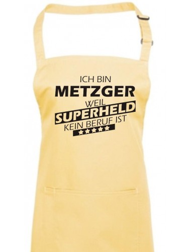 Kochschürze, Ich bin Metzger, weil Superheld kein Beruf ist, Farbe lemon