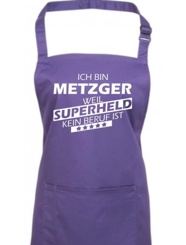 Kochschürze, Ich bin Metzger, weil Superheld kein Beruf ist, Farbe purple