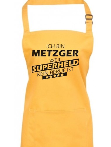Kochschürze, Ich bin Metzger, weil Superheld kein Beruf ist, Farbe sunflower