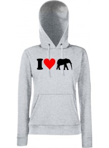 Lady Kapuzensweatshirt Zoo Tiere Animals I Love Elefanten