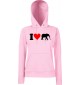 Lady Kapuzensweatshirt Zoo Tiere Animals I Love Elefanten, LightPink, XS