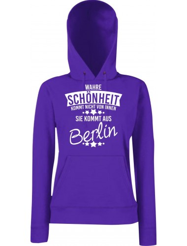 Lady Kapuzensweatshirt Wahre Schönheit kommt aus Berlin, Purple, L
