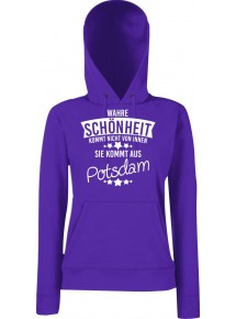 Lady Kapuzensweatshirt Wahre Schönheit kommt aus Potsdam, Purple, L